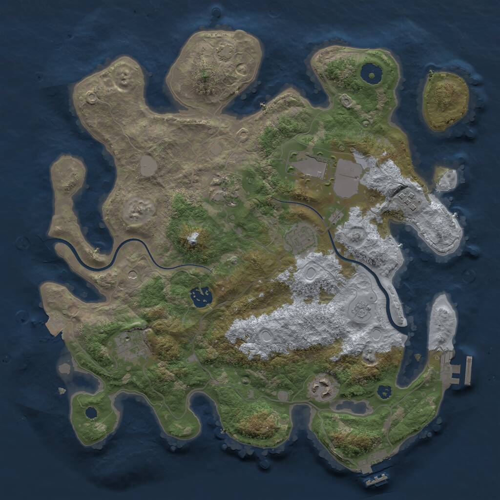 Rust Map: Procedural Map, Size: 3500, Seed: 274395, 13 Monuments