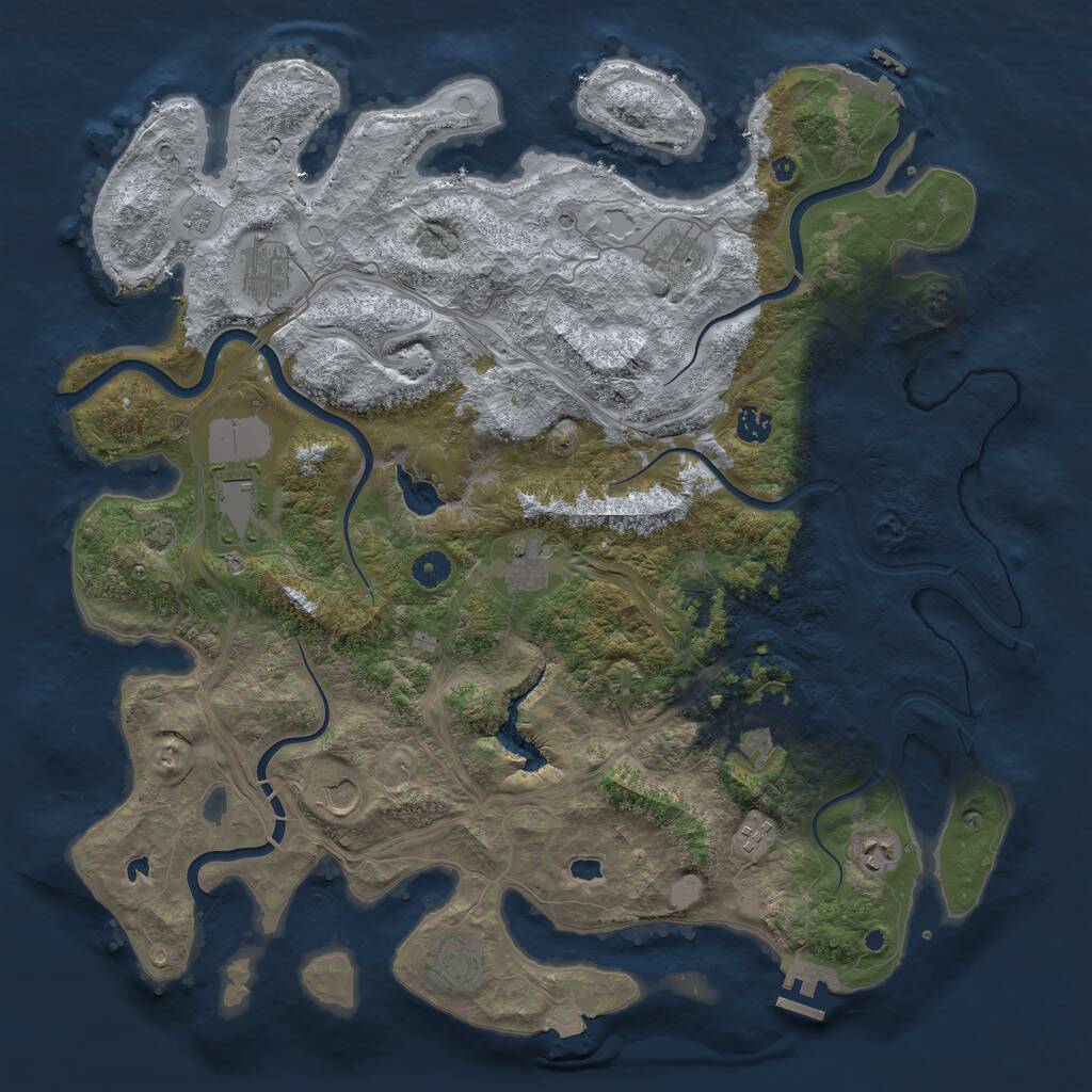 Rust Map: Procedural Map, Size: 4500, Seed: 123581321, 16 Monuments