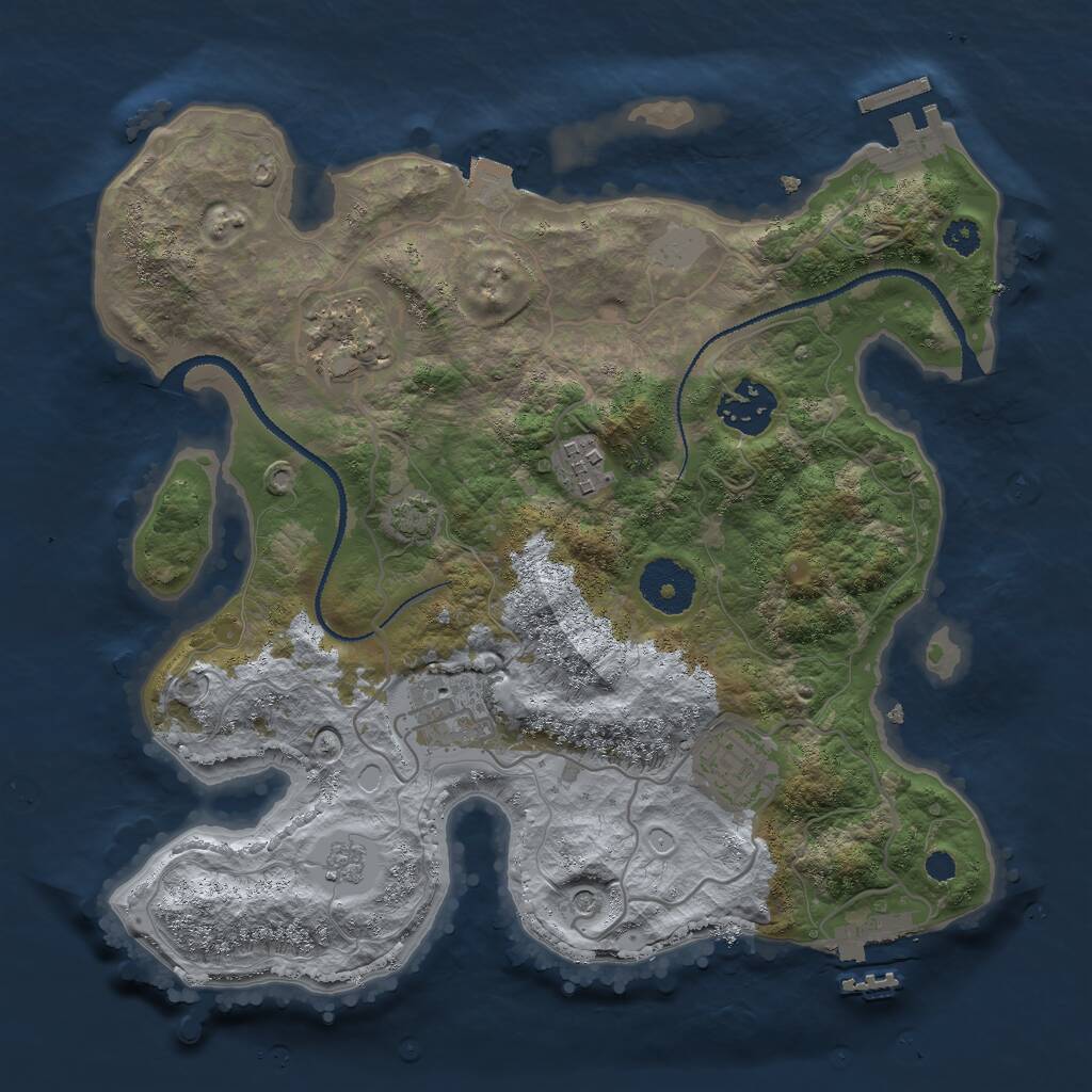 Rust Map: Procedural Map, Size: 3000, Seed: 1214226436, 11 Monuments