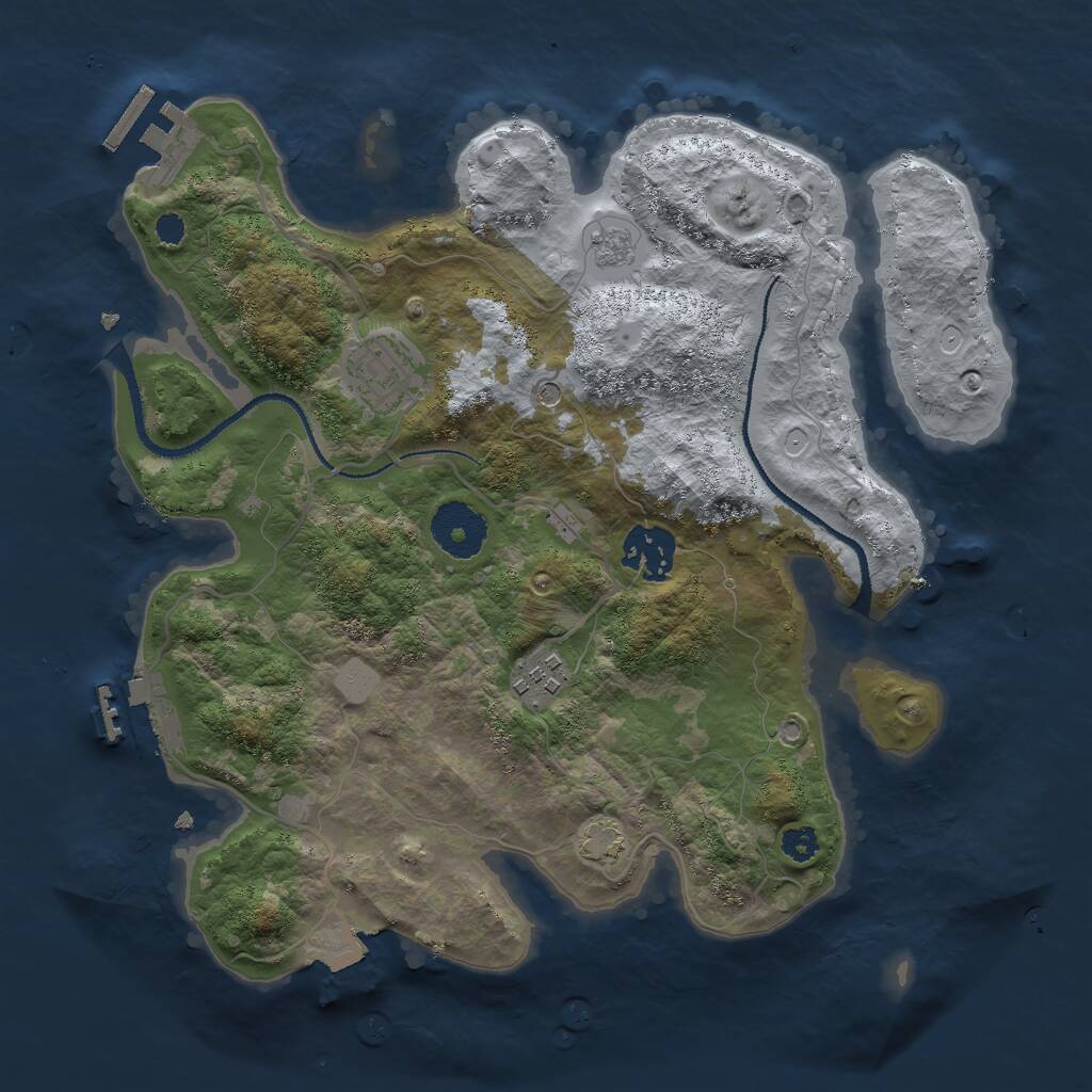 Rust Map: Procedural Map, Size: 3000, Seed: 24743, 9 Monuments