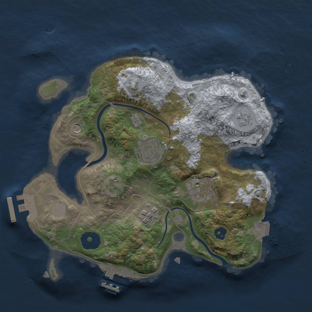 Rust Map: Procedural Map, Size: 2500, Seed: 2936885, 8 Monuments