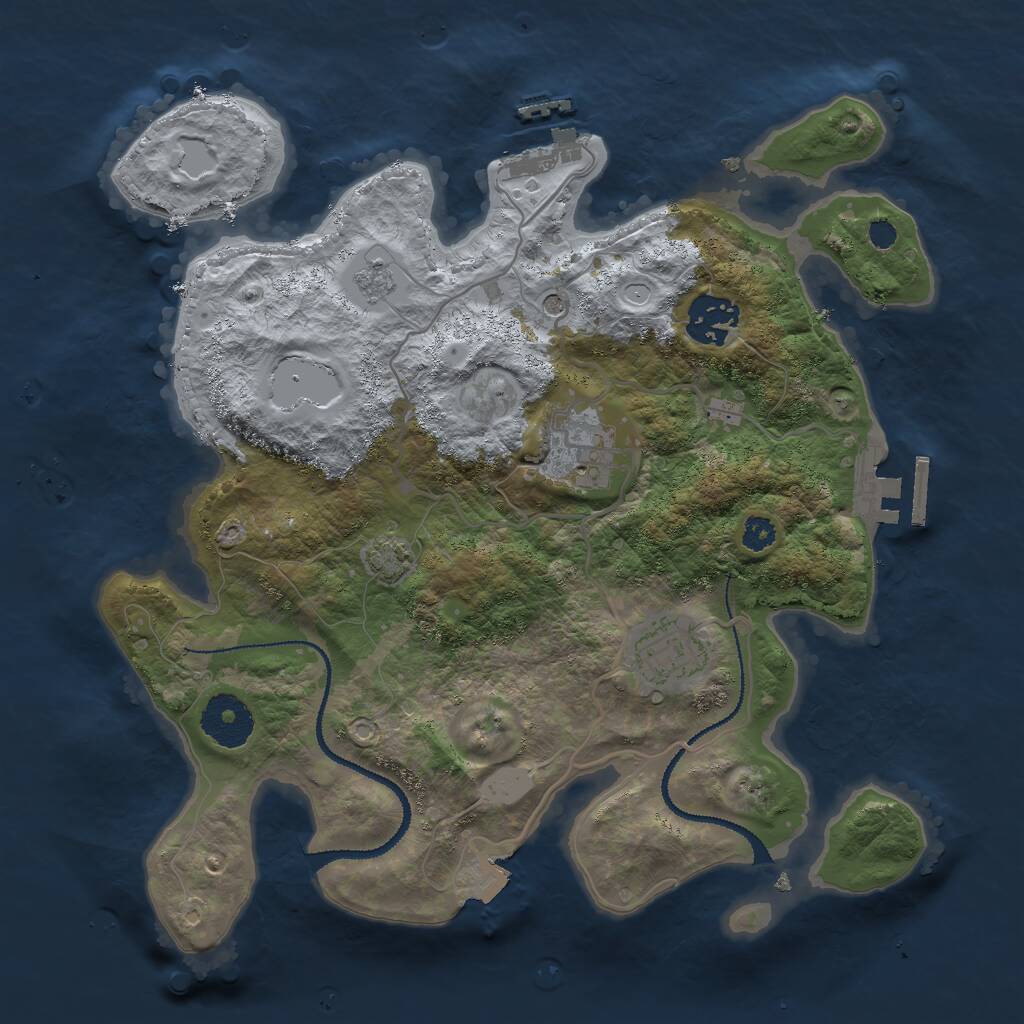 Rust Map: Procedural Map, Size: 3000, Seed: 1151696581, 9 Monuments
