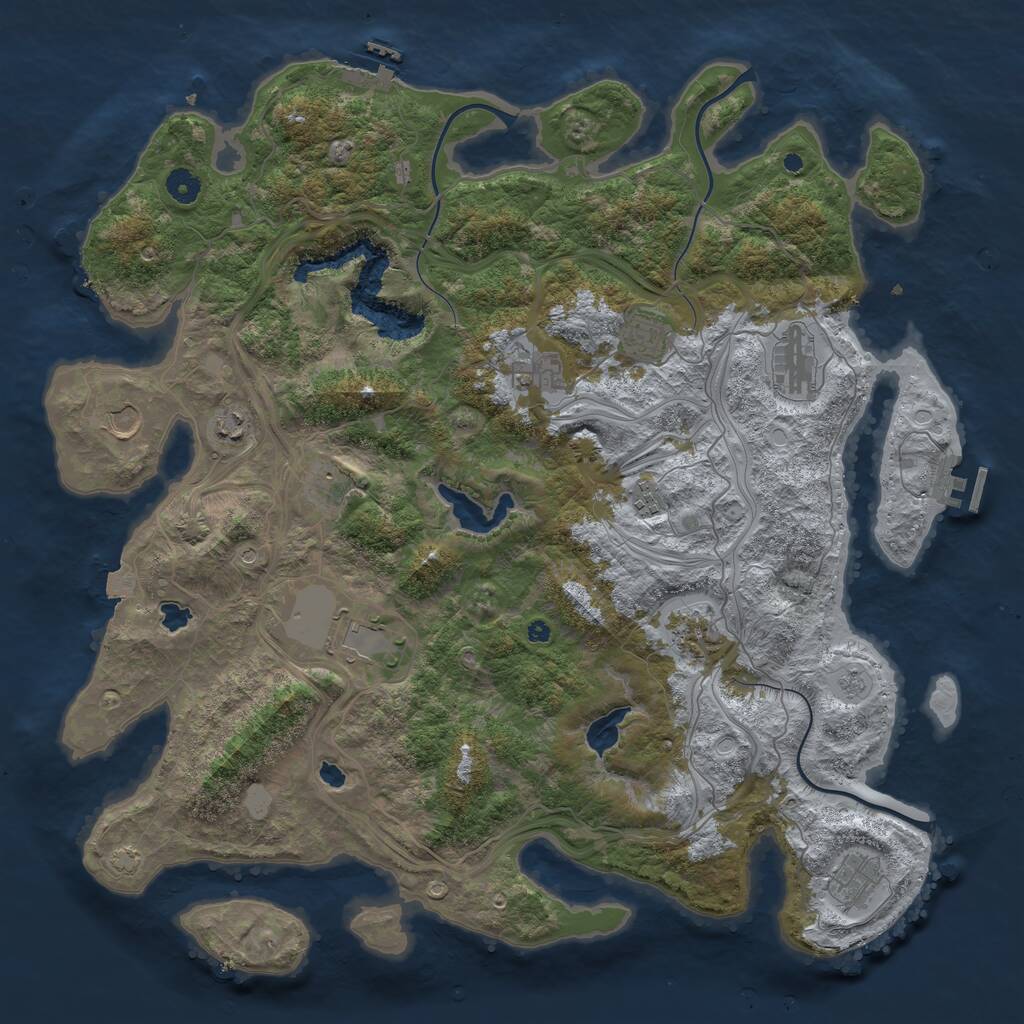 Rust Map: Procedural Map, Size: 4500, Seed: 858558429, 16 Monuments