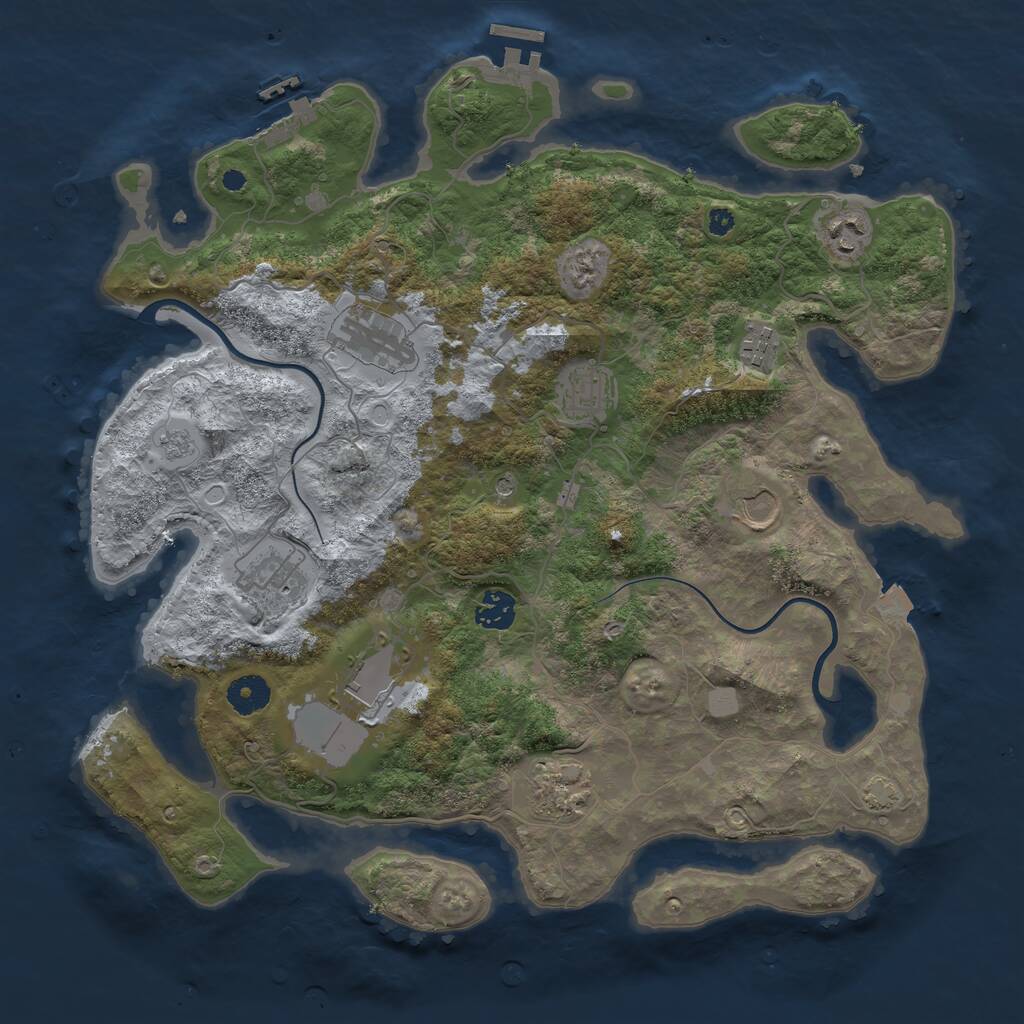 Rust Map: Procedural Map, Size: 3800, Seed: 165156166, 15 Monuments