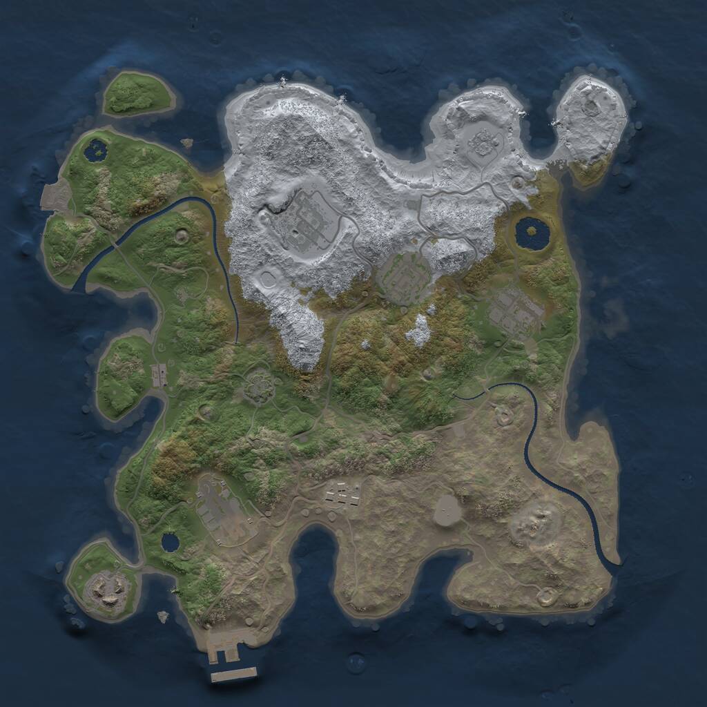 Rust Map: Procedural Map, Size: 3120, Seed: 1, 10 Monuments