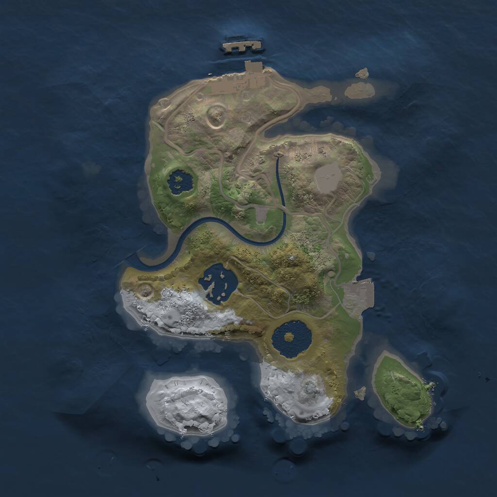 Rust Map: Procedural Map, Size: 2000, Seed: 1761, 3 Monuments