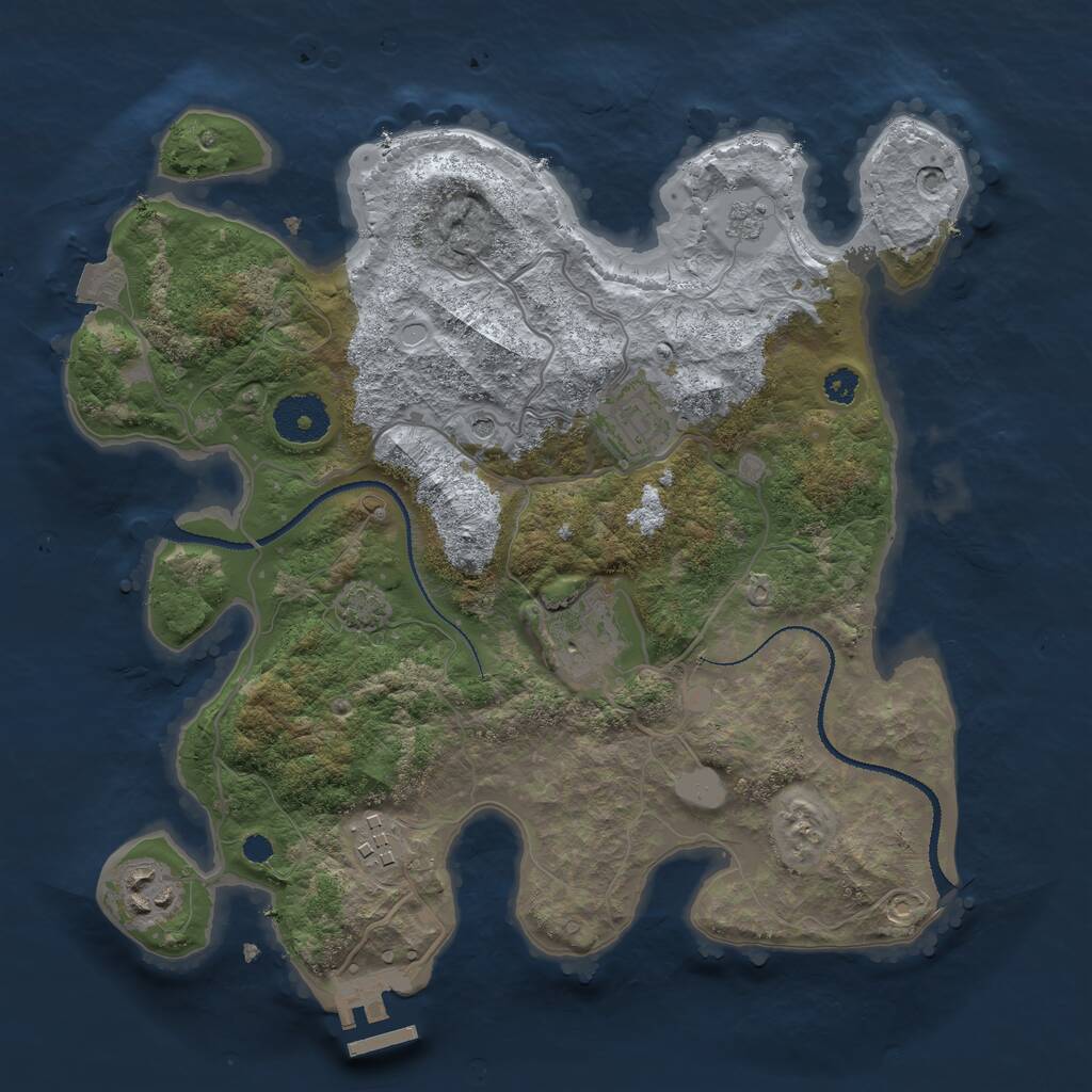 Rust Map: Procedural Map, Size: 3119, Seed: 1, 9 Monuments