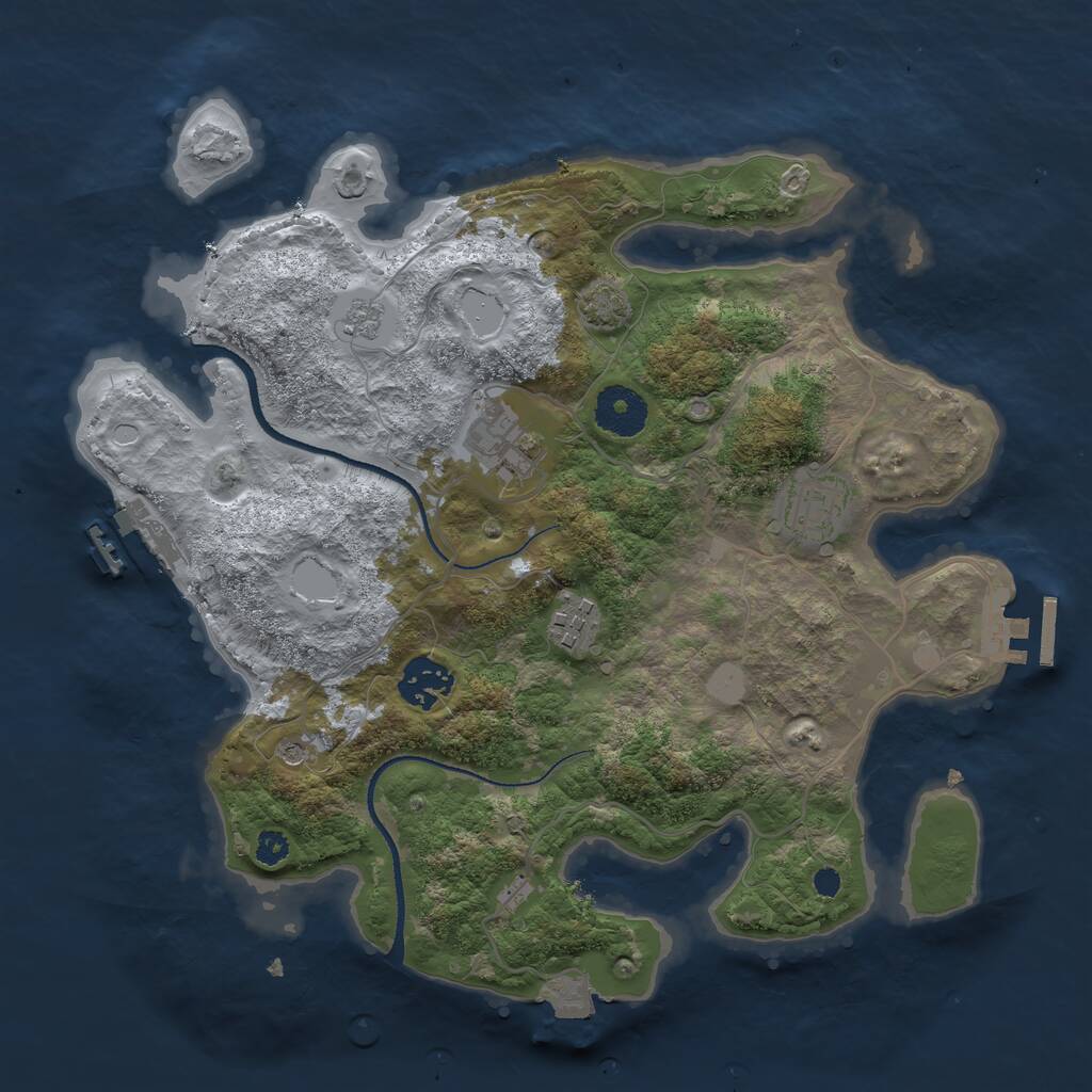 Rust Map: Procedural Map, Size: 3200, Seed: 733643725, 10 Monuments