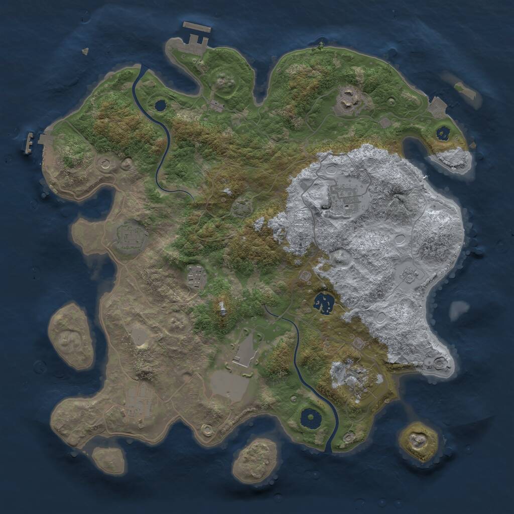 Rust Map: Procedural Map, Size: 3700, Seed: 69696969, 14 Monuments