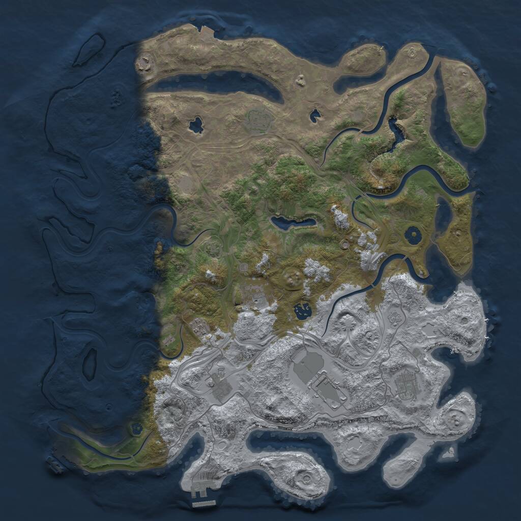 Rust Map: Procedural Map, Size: 4500, Seed: 172713723, 14 Monuments