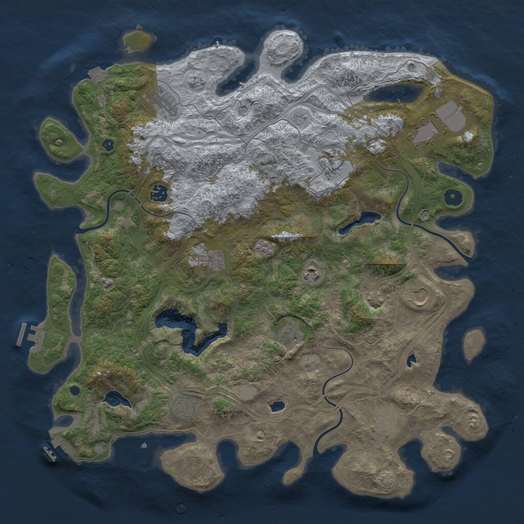 Rust Map: Procedural Map, Size: 4500, Seed: 1196641668, 17 Monuments