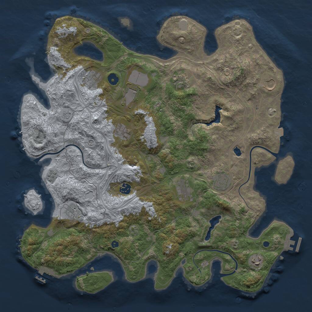 Rust Map: Procedural Map, Size: 4250, Seed: 1276907095, 17 Monuments