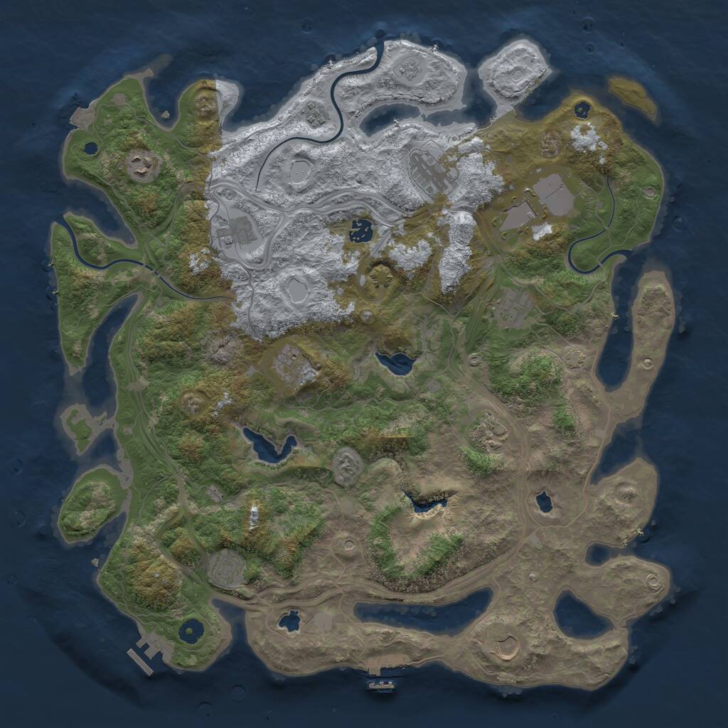 Rust Map: Procedural Map, Size: 4500, Seed: 1201914837, 17 Monuments