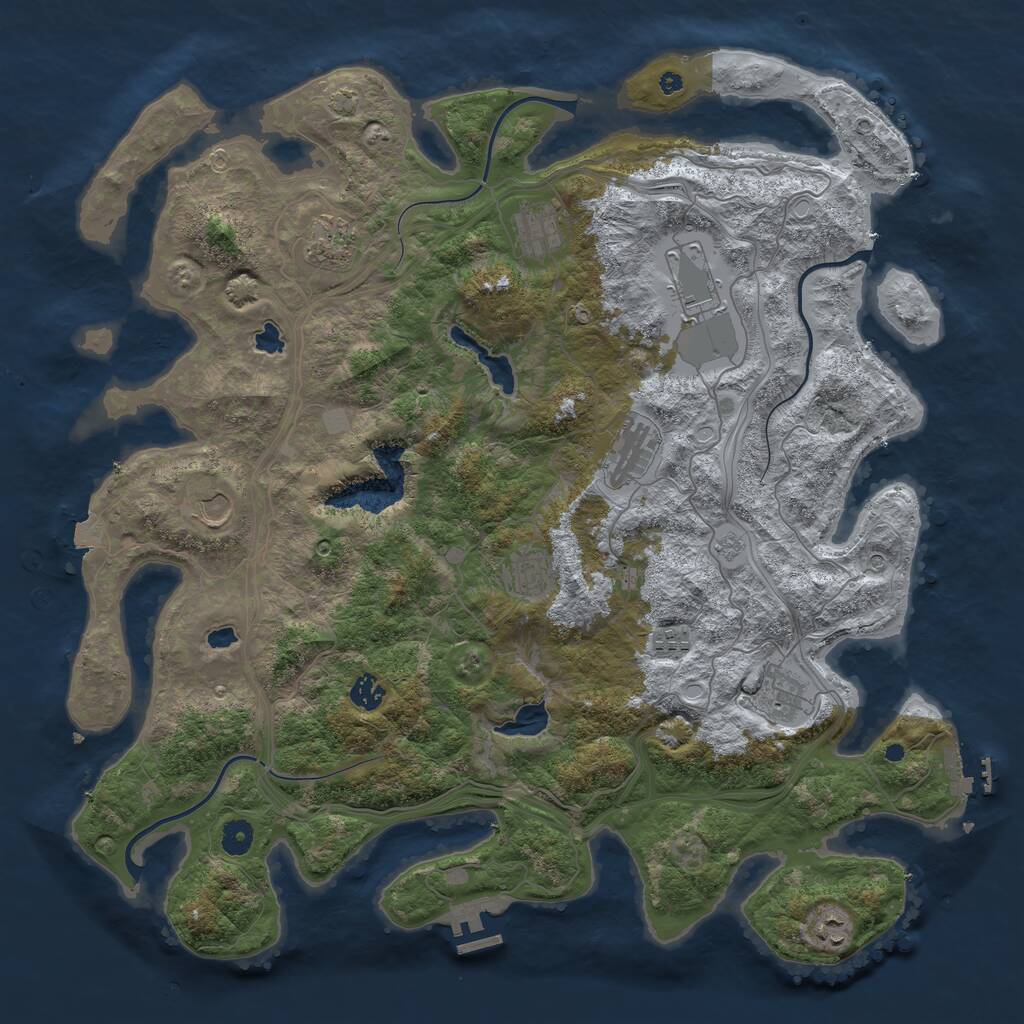 Rust Map: Procedural Map, Size: 4500, Seed: 159946444, 16 Monuments