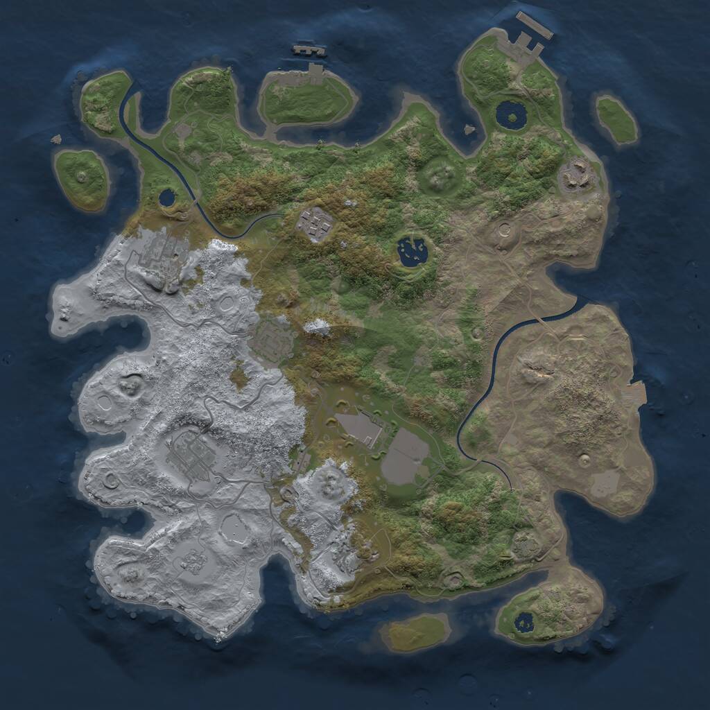 Rust Map: Procedural Map, Size: 3500, Seed: 354101846, 14 Monuments