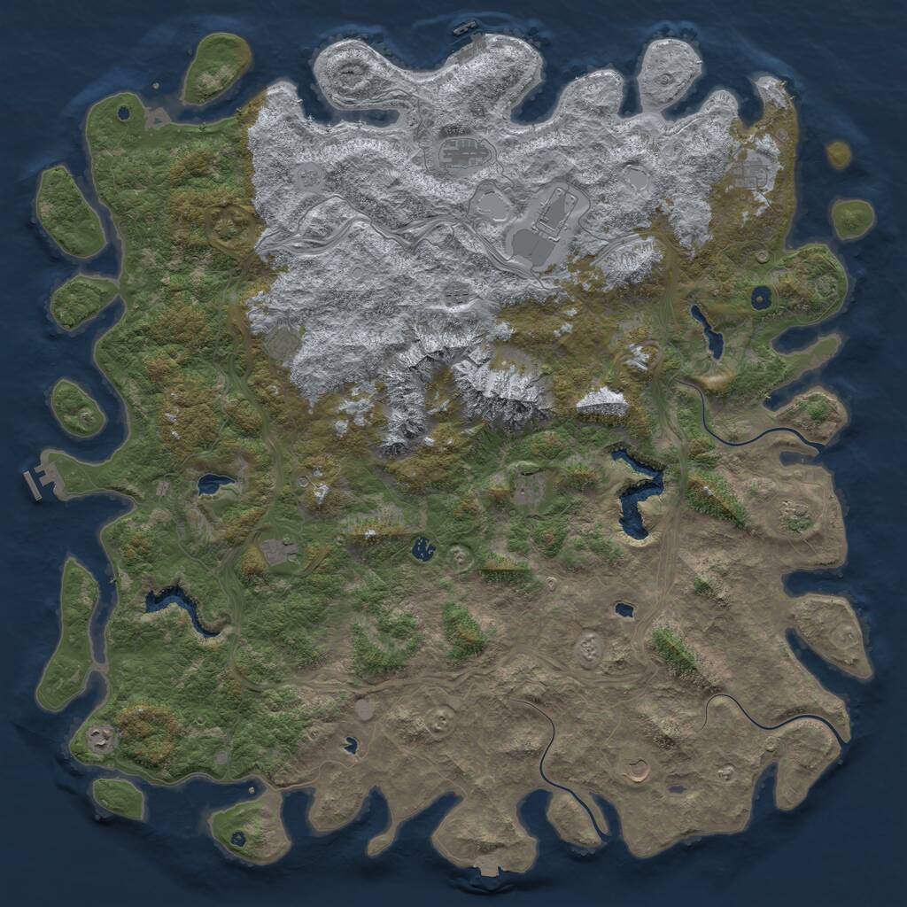 Rust Map: Procedural Map, Size: 6000, Seed: 1196641668, 17 Monuments