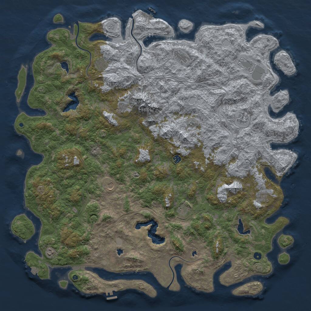 Rust Map: Procedural Map, Size: 6000, Seed: 1400792966, 17 Monuments
