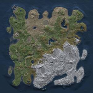 Thumbnail Rust Map: Procedural Map, Size: 4000, Seed: 2107986420, 15 Monuments