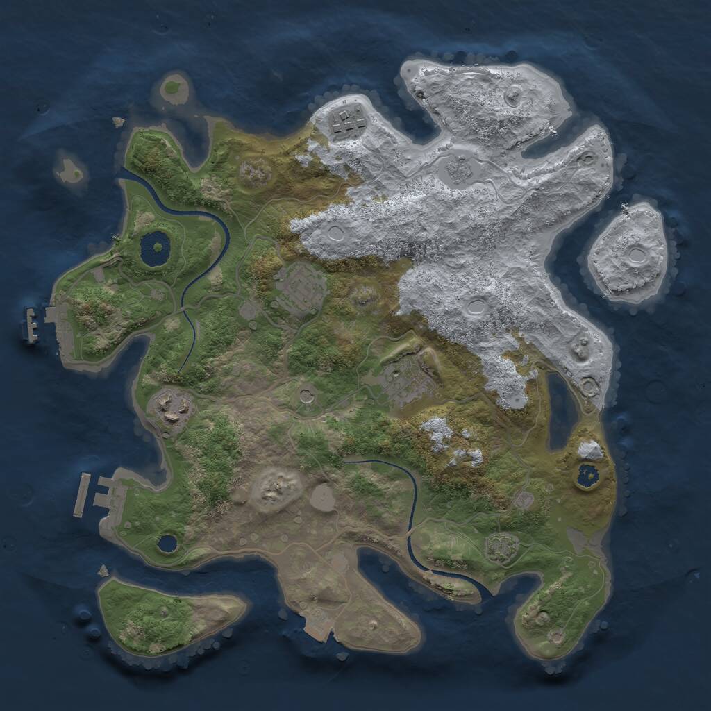 Rust Map: Procedural Map, Size: 3200, Seed: 46896226, 10 Monuments