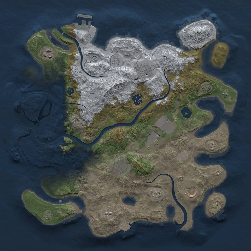Rust Map: Procedural Map, Size: 3500, Seed: 437817, 13 Monuments