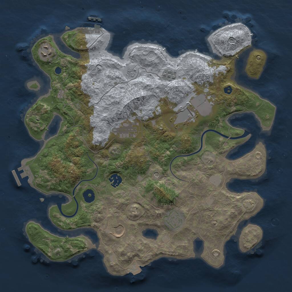 Rust Map: Procedural Map, Size: 3500, Seed: 437817, 13 Monuments