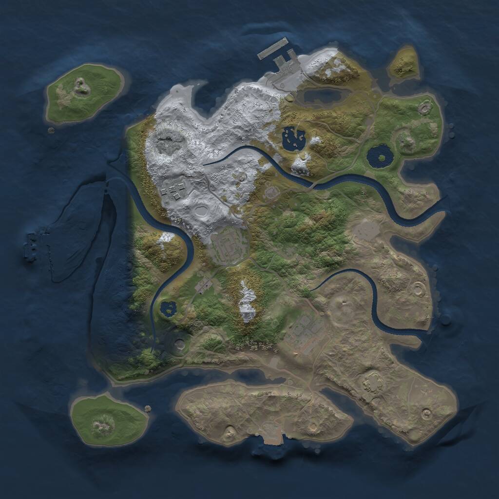 Rust Map: Procedural Map, Size: 3000, Seed: 500224792, 9 Monuments