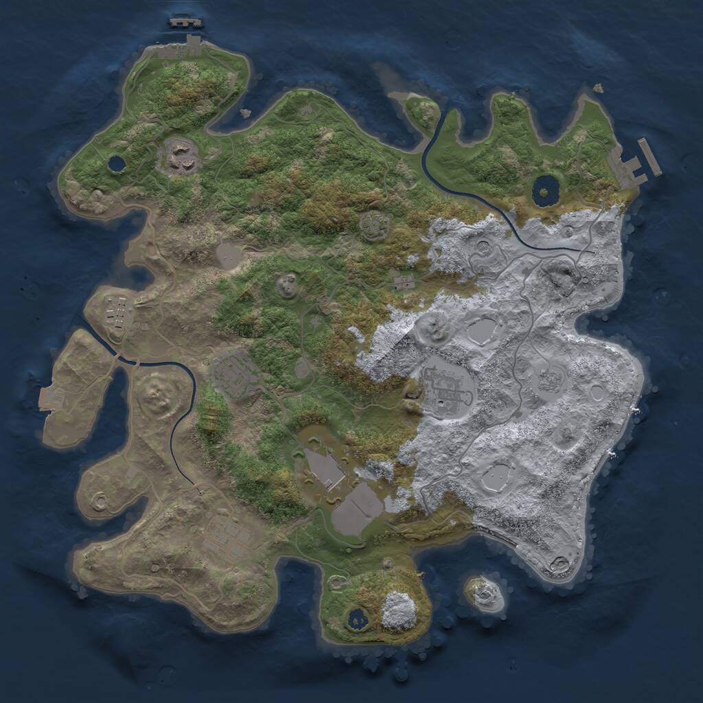 Rust Map: Procedural Map, Size: 3500, Seed: 4567893, 12 Monuments