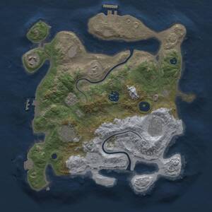 Thumbnail Rust Map: Procedural Map, Size: 3000, Seed: 23681, 10 Monuments