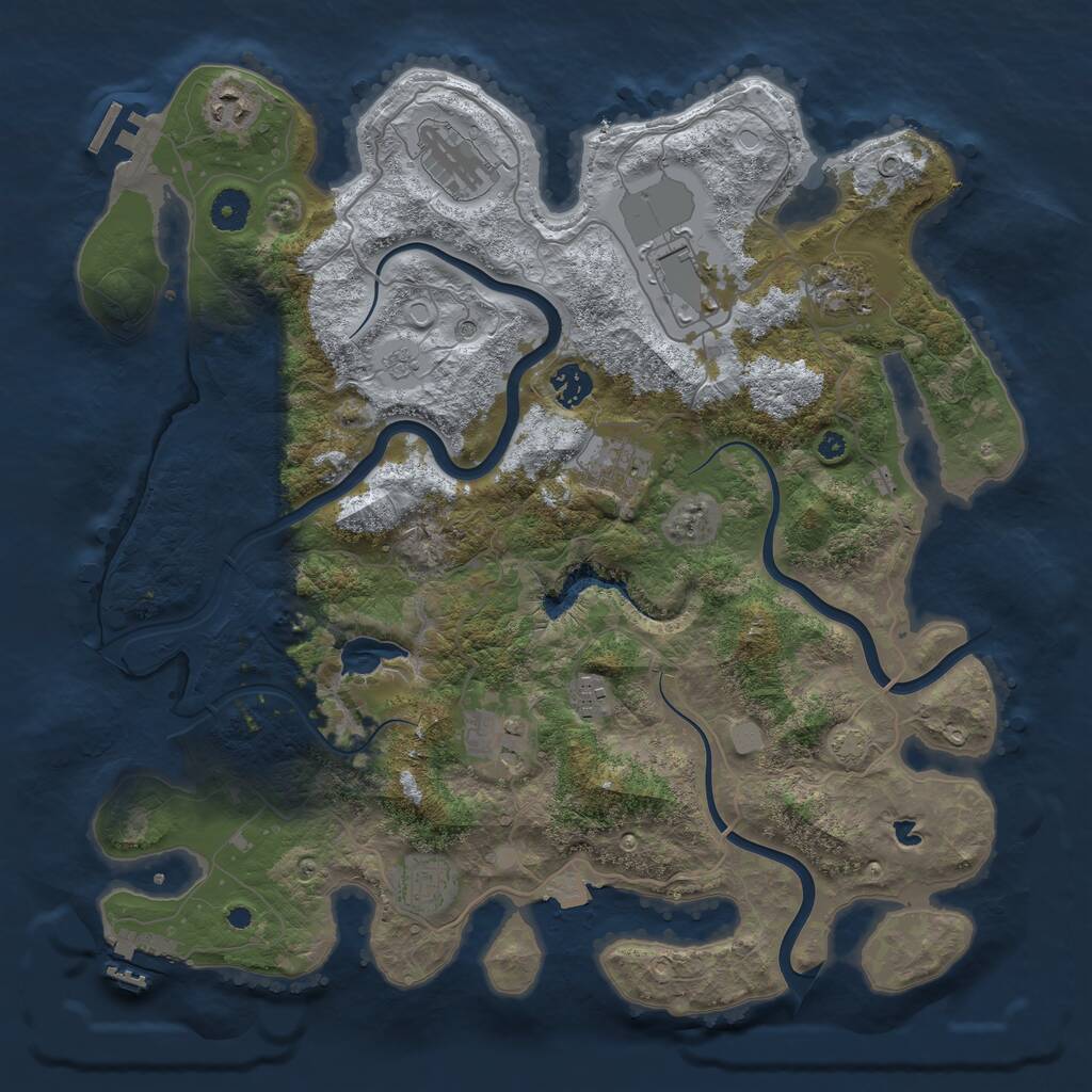 Rust Map: Procedural Map, Size: 4000, Seed: 50008, 15 Monuments