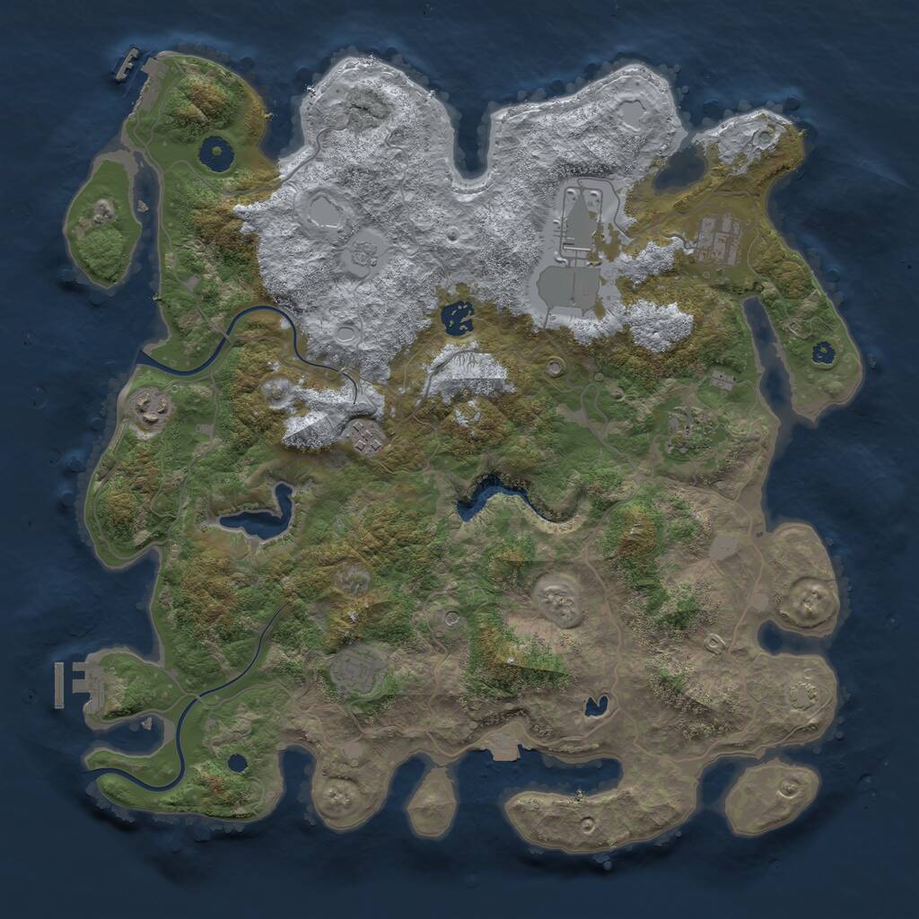 Rust Map: Procedural Map, Size: 4000, Seed: 50008, 13 Monuments