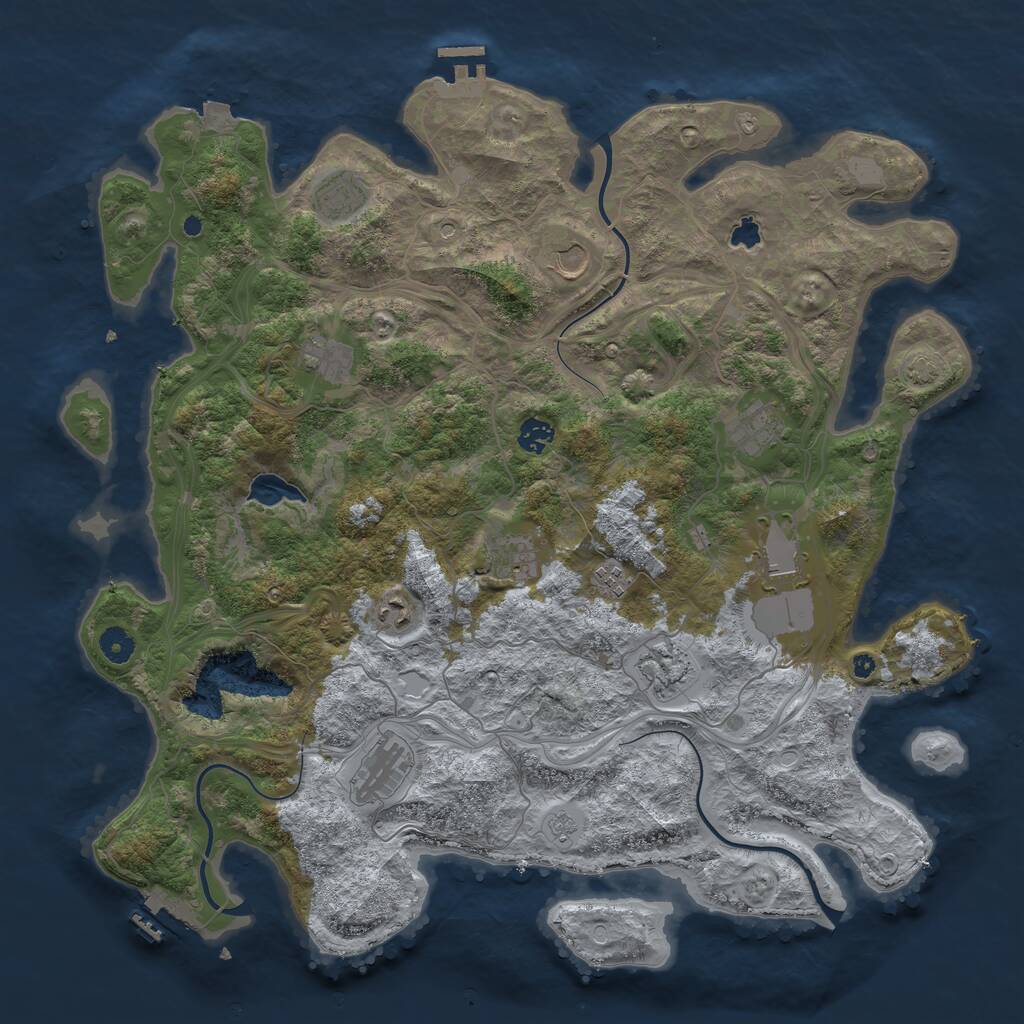 Rust Map: Procedural Map, Size: 4400, Seed: 1331216453, 17 Monuments