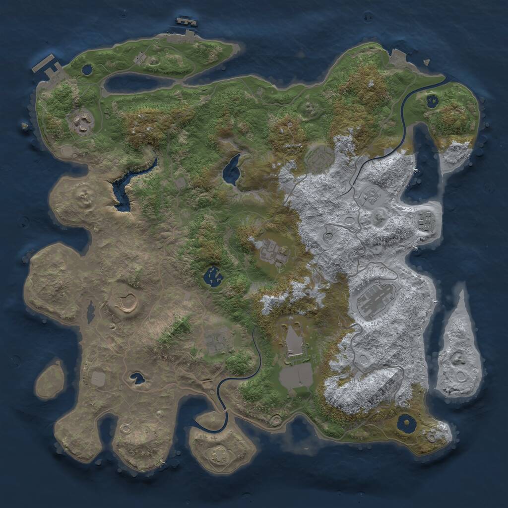 Rust Map: Procedural Map, Size: 4000, Seed: 1450874247, 15 Monuments