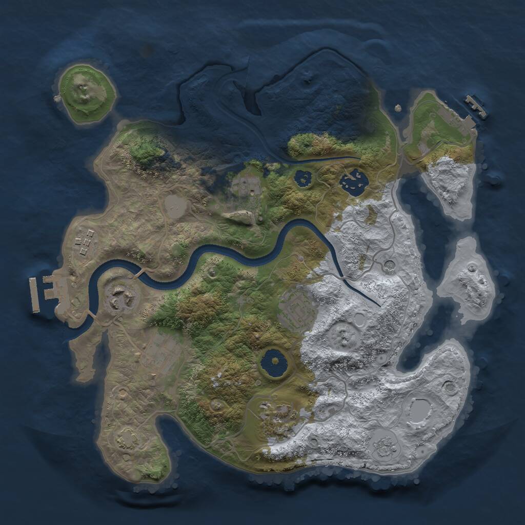 Rust Map: Procedural Map, Size: 3000, Seed: 7711, 13 Monuments