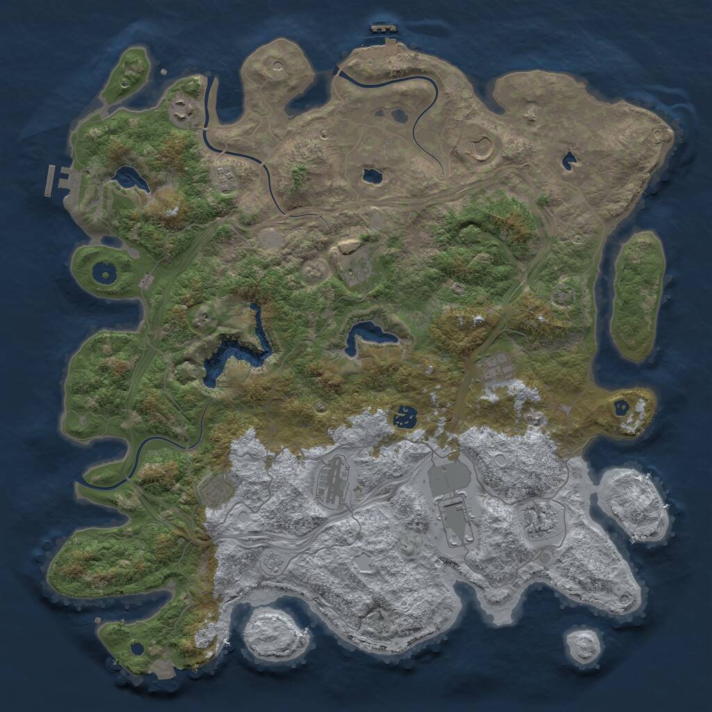Rust Map: Procedural Map, Size: 4500, Seed: 2138331120, 16 Monuments