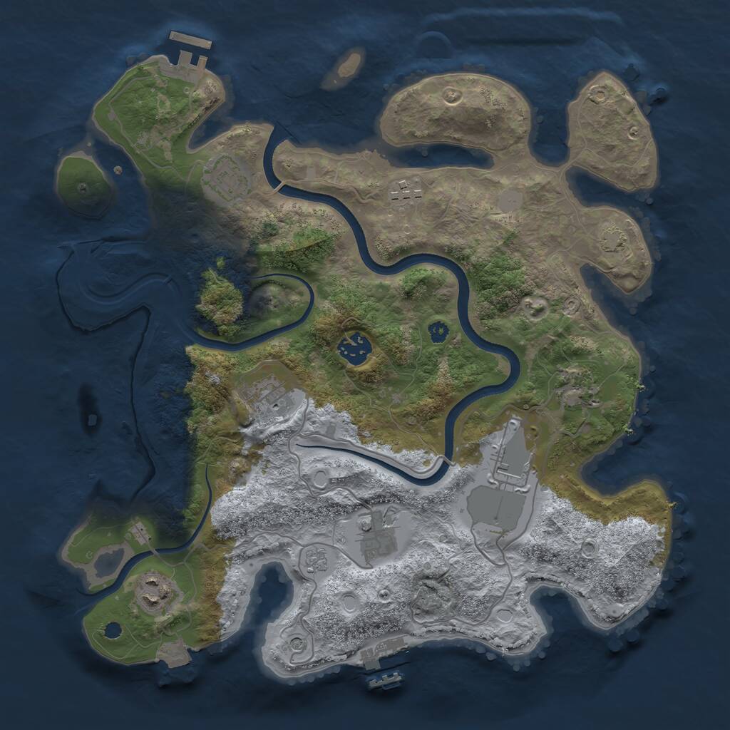 Rust Map: Procedural Map, Size: 3500, Seed: 1018999864, 14 Monuments