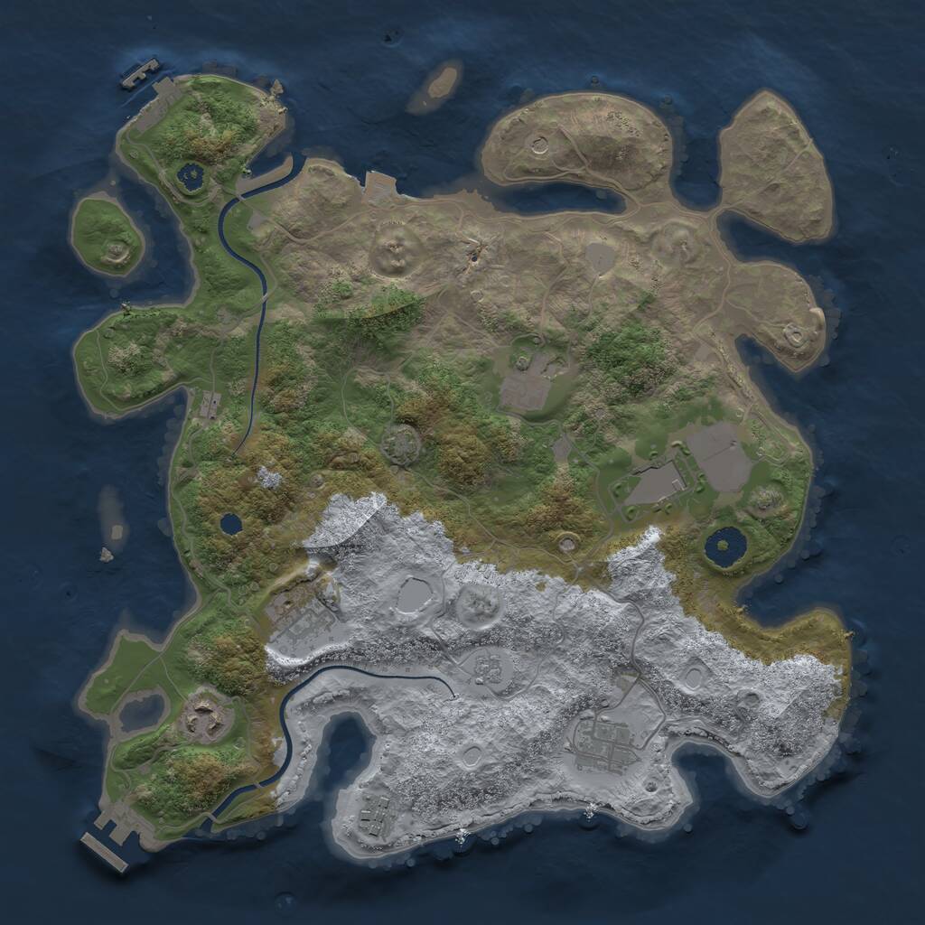 Rust Map: Procedural Map, Size: 3500, Seed: 1018999864, 12 Monuments