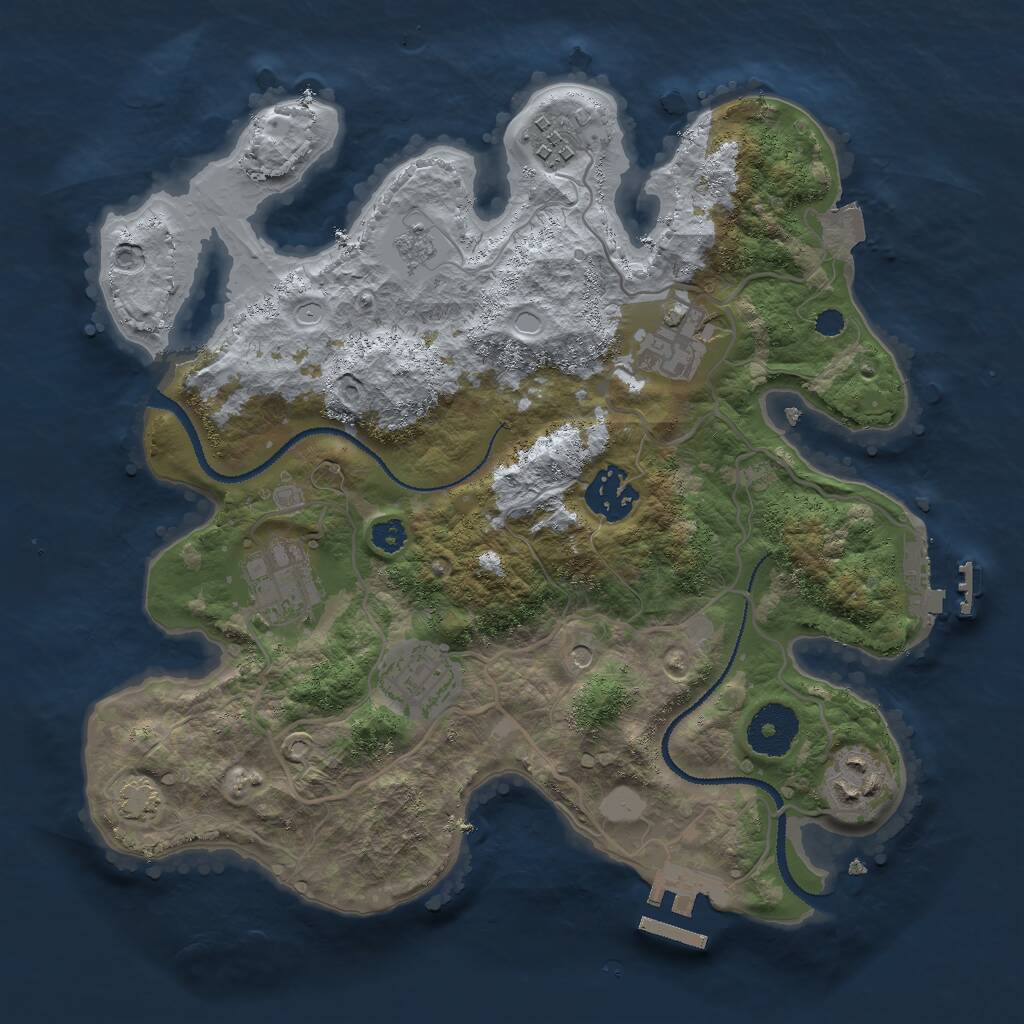 Rust Map: Procedural Map, Size: 3000, Seed: 1612447016, 12 Monuments