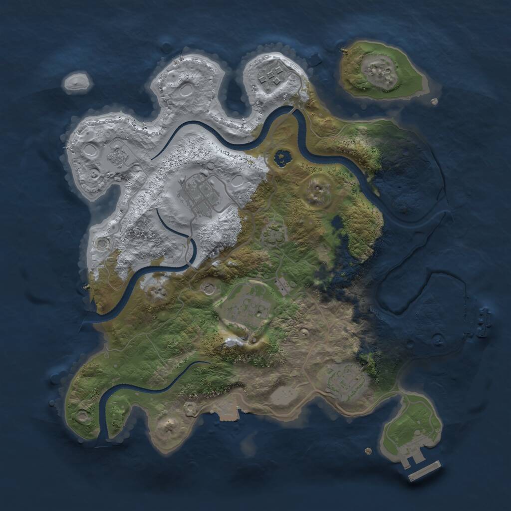 Rust Map: Procedural Map, Size: 3000, Seed: 1852102808, 10 Monuments