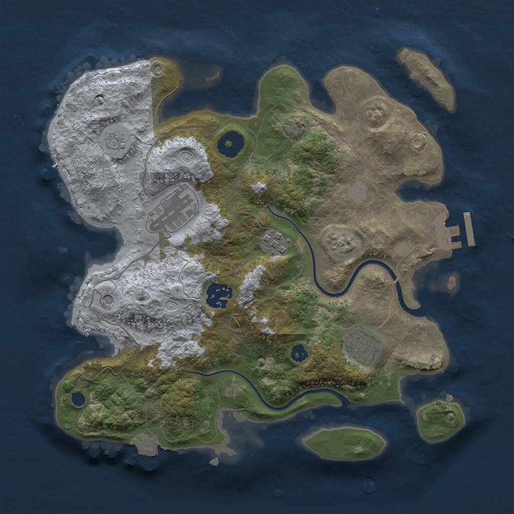 Rust Map: Procedural Map, Size: 3000, Seed: 1285769586, 9 Monuments