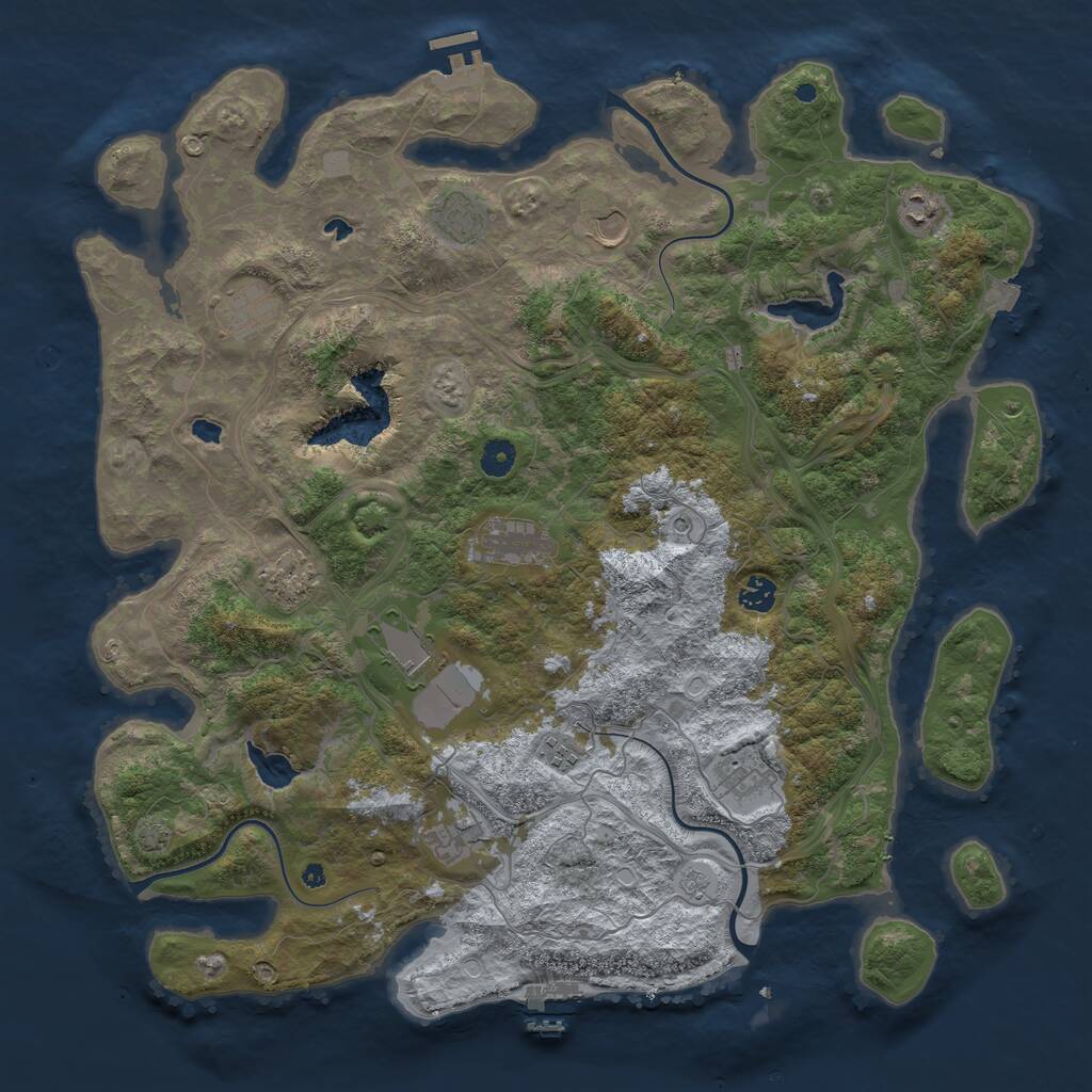 Rust Map: Procedural Map, Size: 4500, Seed: 1382323589, 17 Monuments