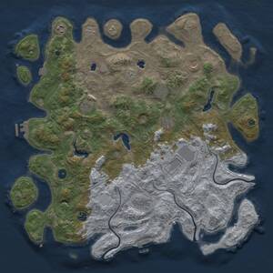 Thumbnail Rust Map: Procedural Map, Size: 4500, Seed: 6969651, 15 Monuments