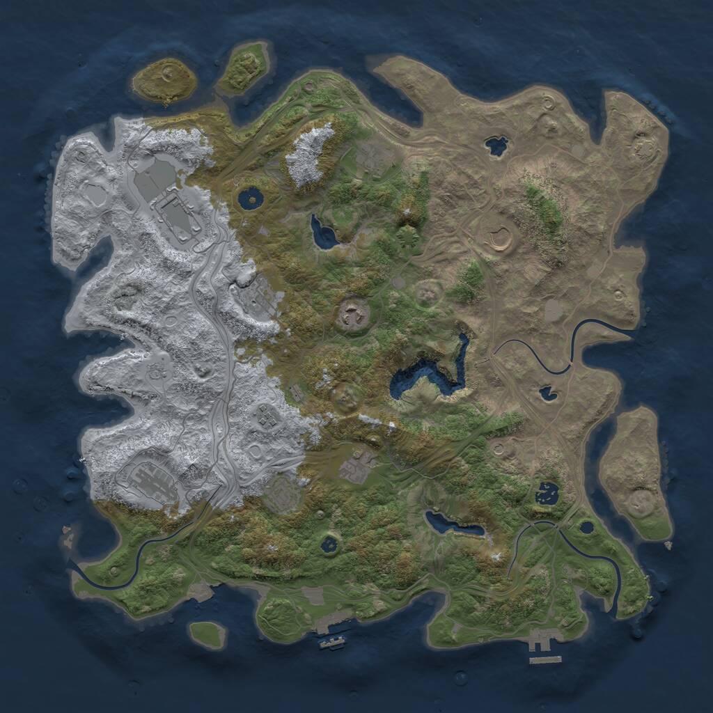 Rust Map: Procedural Map, Size: 4500, Seed: 1001954645, 16 Monuments