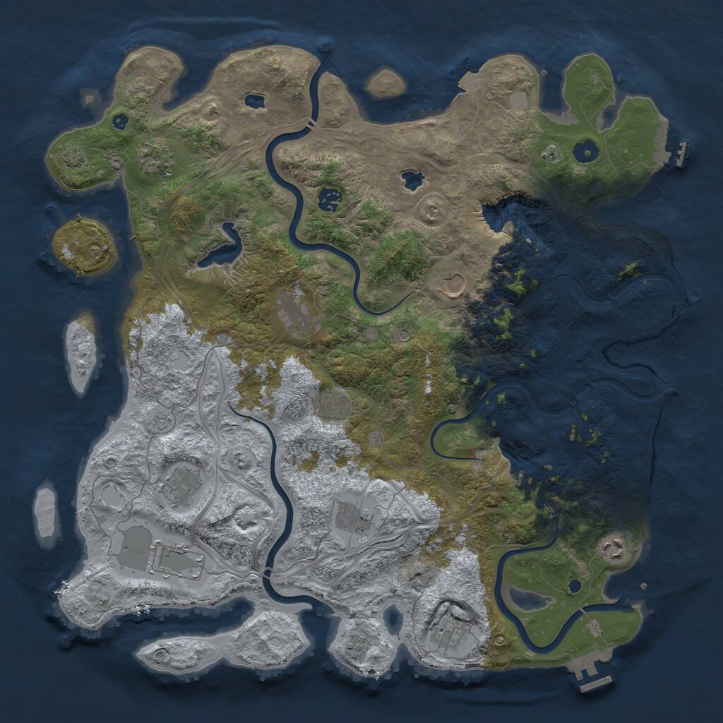 Rust Map: Procedural Map, Size: 4500, Seed: 27011977, 17 Monuments