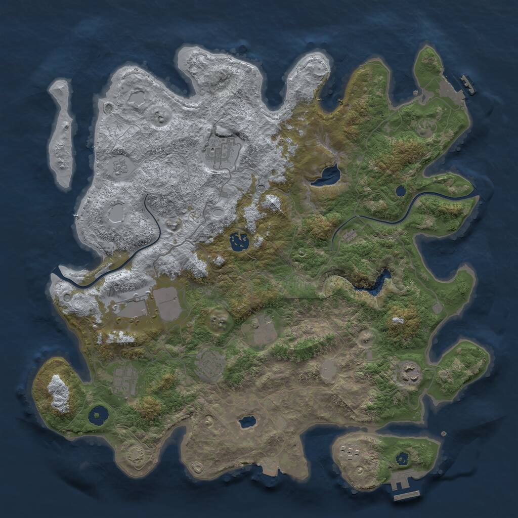 Rust Map: Procedural Map, Size: 4000, Seed: 13605, 14 Monuments