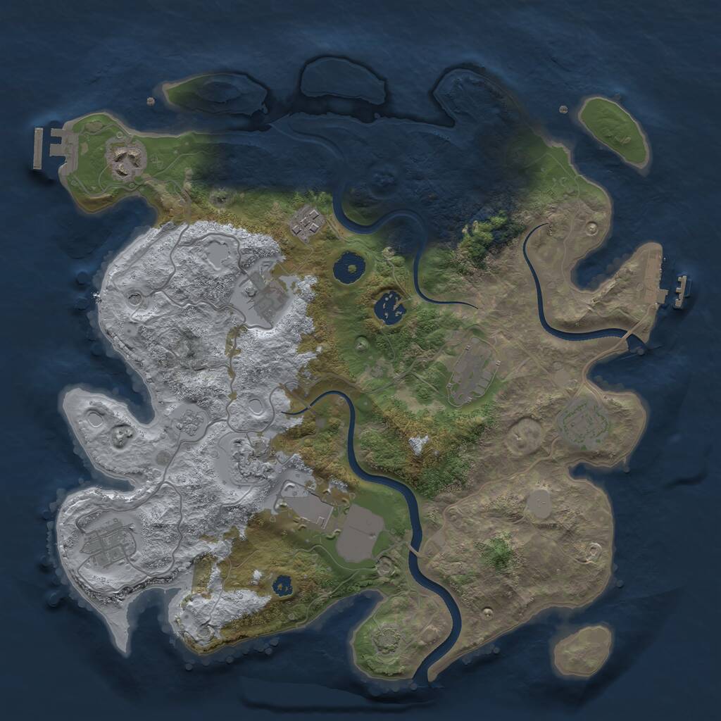Rust Map: Procedural Map, Size: 3500, Seed: 1294263027, 15 Monuments