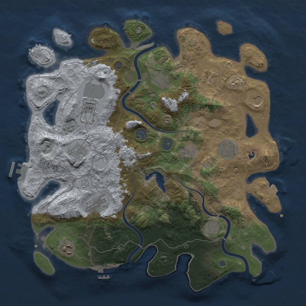 Rust Map: Procedural Map, Size: 4000, Seed: 71284600, 17 Monuments