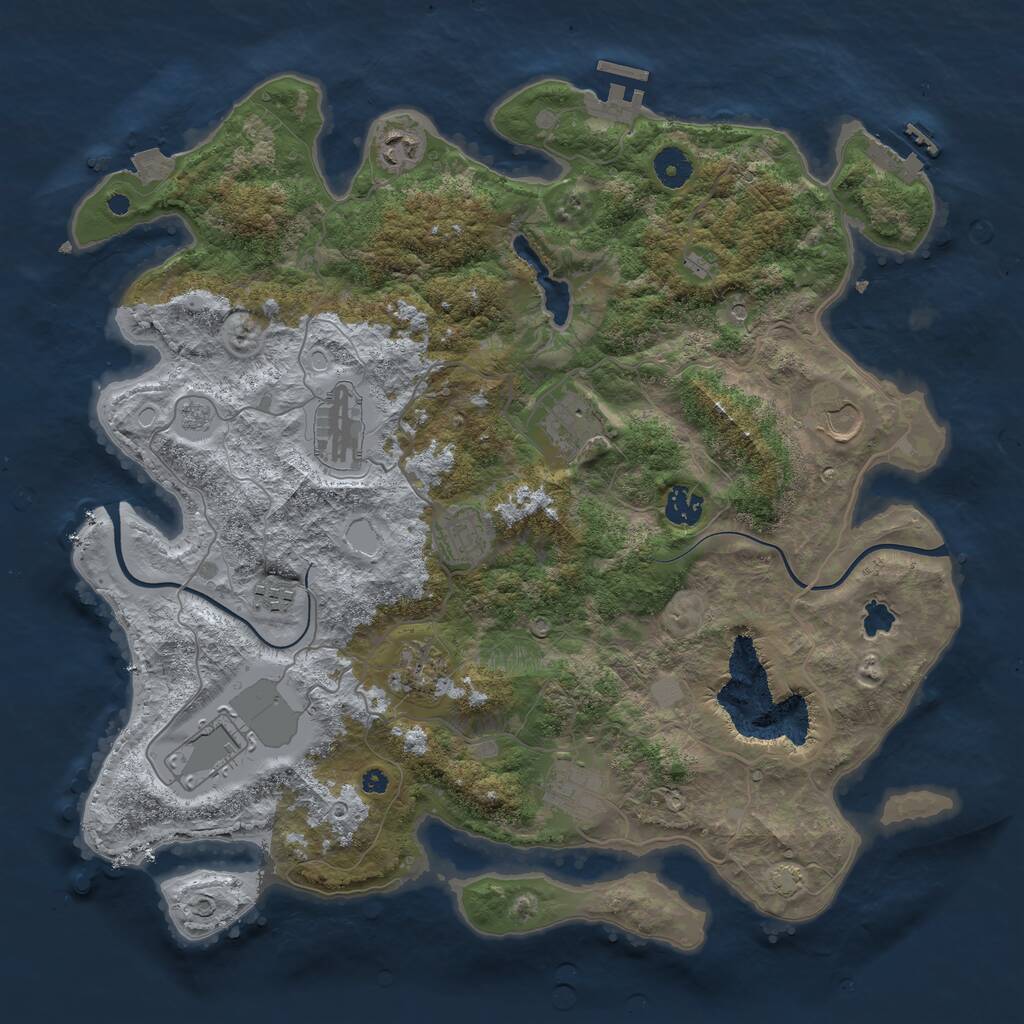 Rust Map: Procedural Map, Size: 4000, Seed: 343924877, 16 Monuments