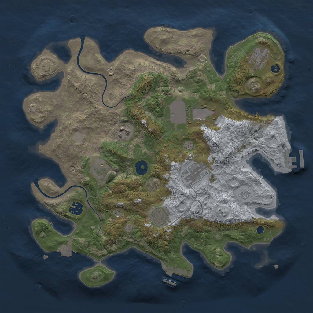 Rust Map: Procedural Map, Size: 3500, Seed: 941594891, 13 Monuments