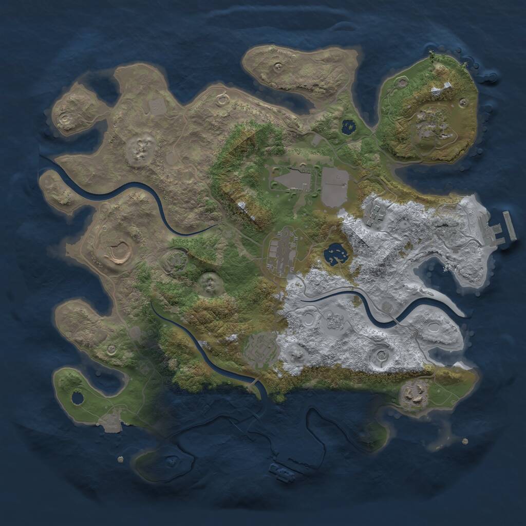 Rust Map: Procedural Map, Size: 3500, Seed: 941594891, 14 Monuments