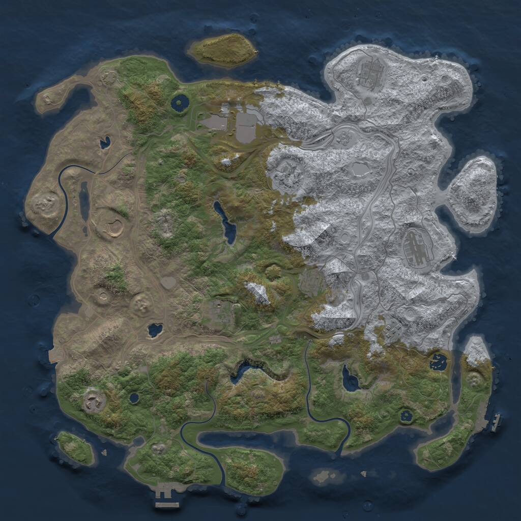Rust Map: Procedural Map, Size: 4500, Seed: 922935824, 16 Monuments